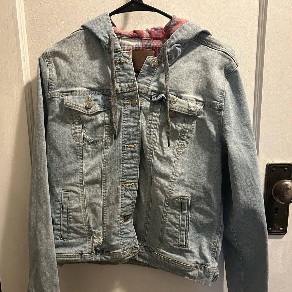 Light Blue Denim Jacket with Hood